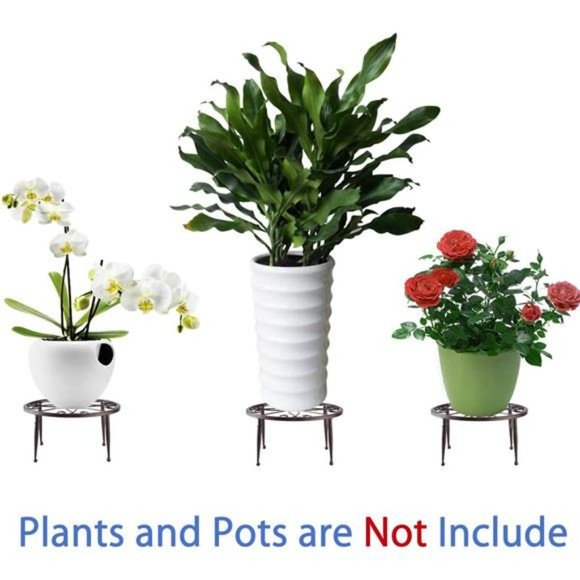 3 Pack Metal Plant Stands Flower Pots Short Stand 4.7'' by 9'', Bronze Color - Picture 3 of 7